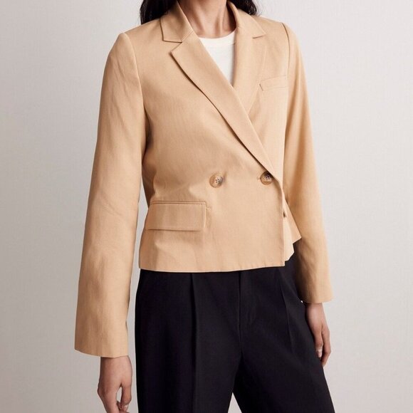 Madewell The Petite Caldwell Short Blazer in Drapeweave: in Desert Dune Size M - Picture 2 of 12